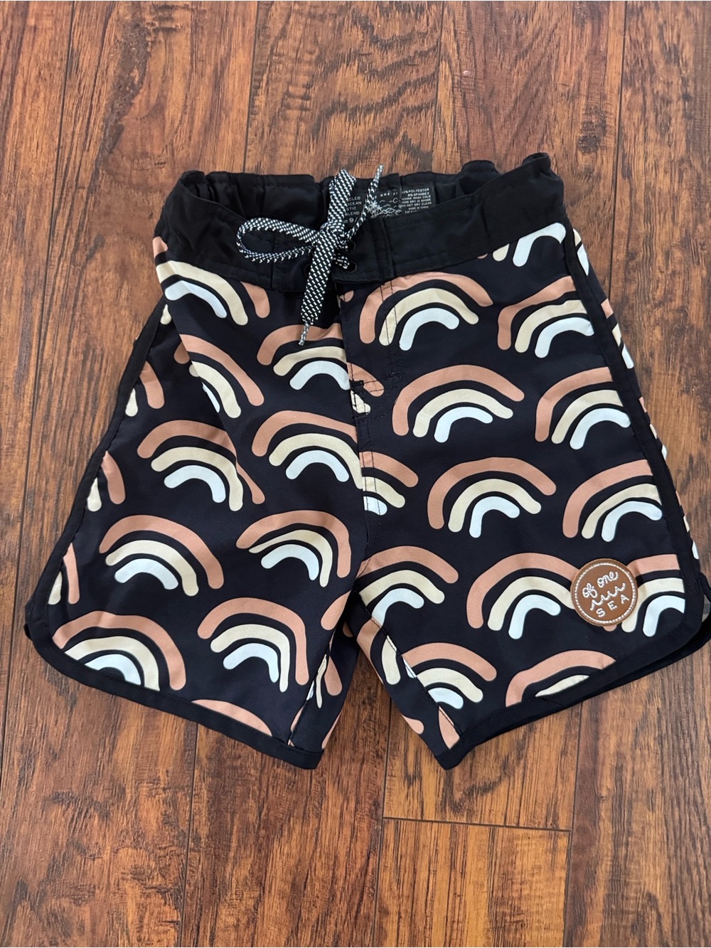 Of One Sea Boys Lava Rainbow-Print Swim Shorts 9/10
